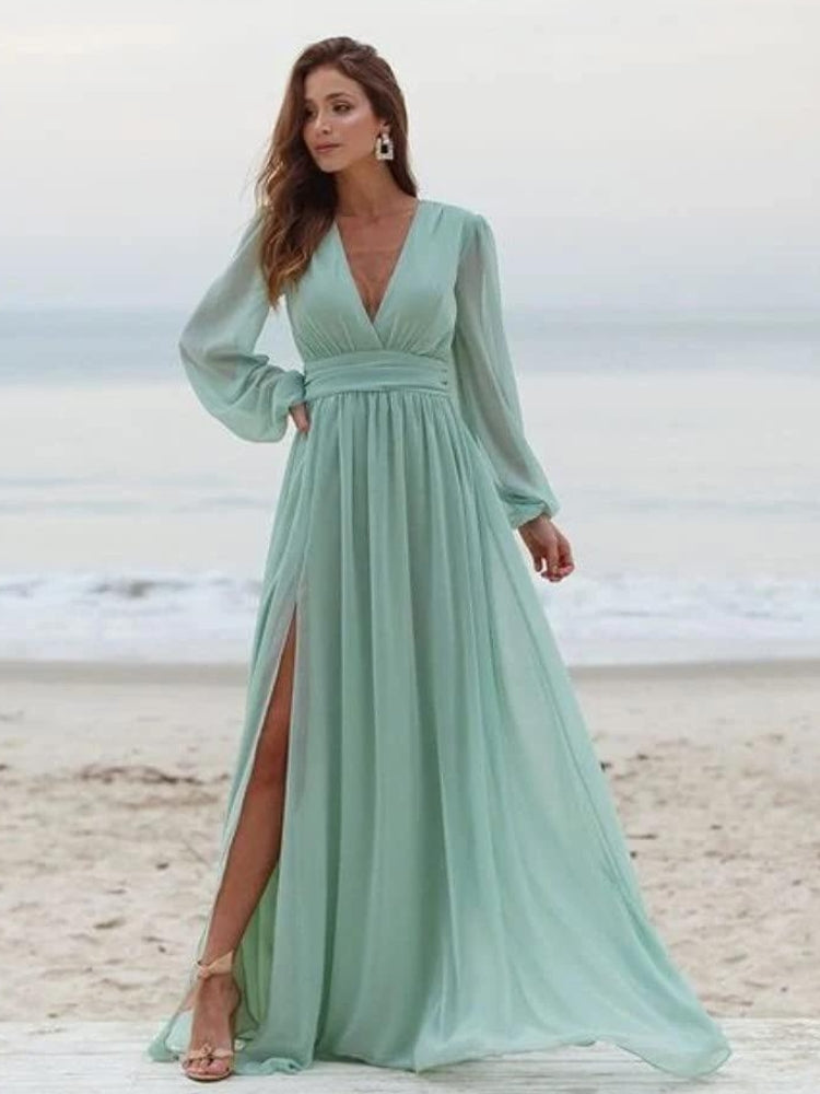 Robe demoiselle d'honneur couleur vert d'eau