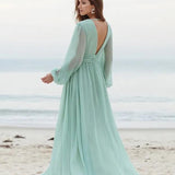 Robe demoiselle d'honneur couleur vert d'eau de dos