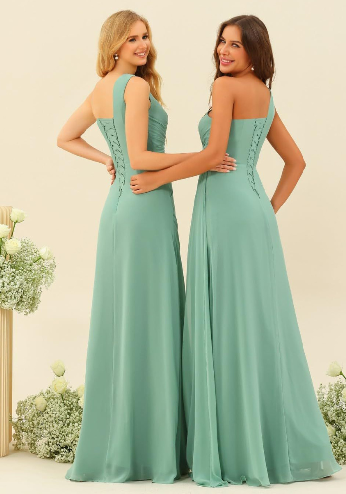 Robe longue vert d_eau mariage