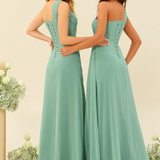 Robe longue vert d_eau mariage