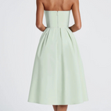 Robe cocktail midi bustier vert sauge