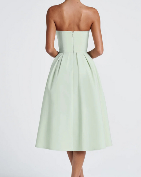 Robe cocktail midi bustier vert sauge