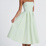 Robe cocktail midi bustier vert sauge