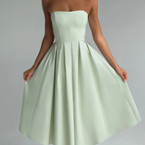 Robe cocktail midi bustier vert sauge