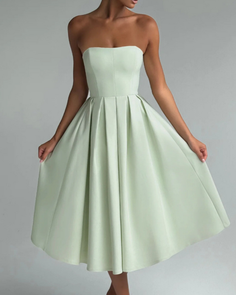 Robe cocktail midi bustier vert sauge