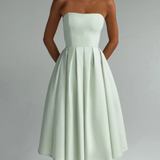 Robe cocktail midi bustier vert sauge