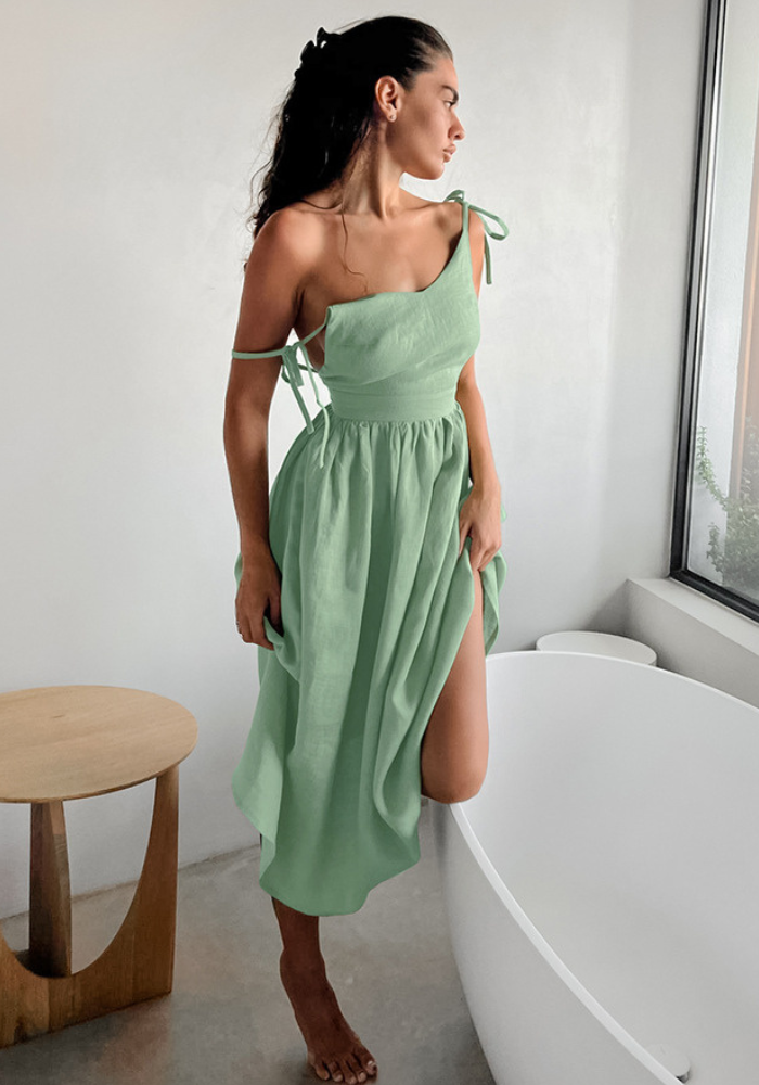 Robes empires vert d eau sans manche