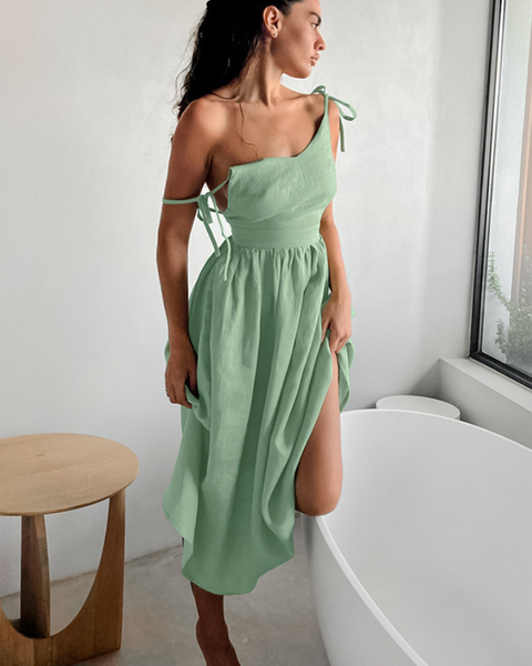 Robes empires vert d eau sans manche