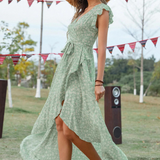 Robe fleurie vert d’eau bohème