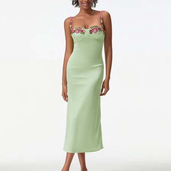 Robe mi-longue vert d'eau