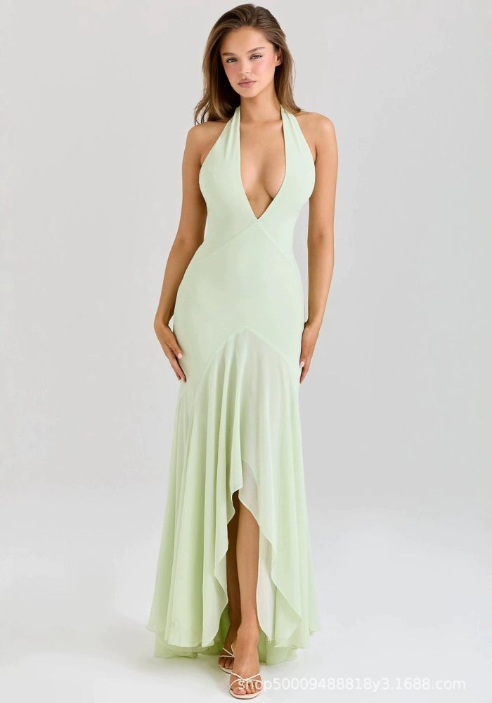Robe mousseline vert d'eau