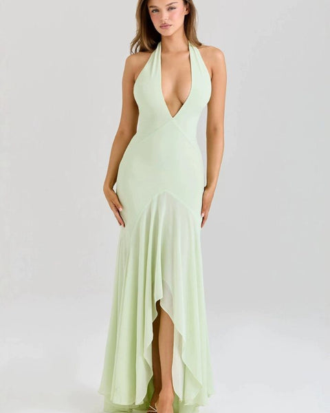 Robe mousseline vert d'eau