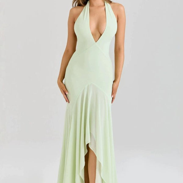 Robe mousseline vert d'eau