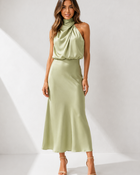 Robe de soirée couleur vert d'eau