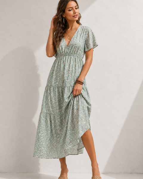 Robe bohème vert d'eau