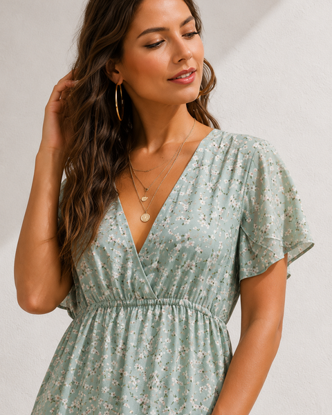 Robe bohème vert d'eau