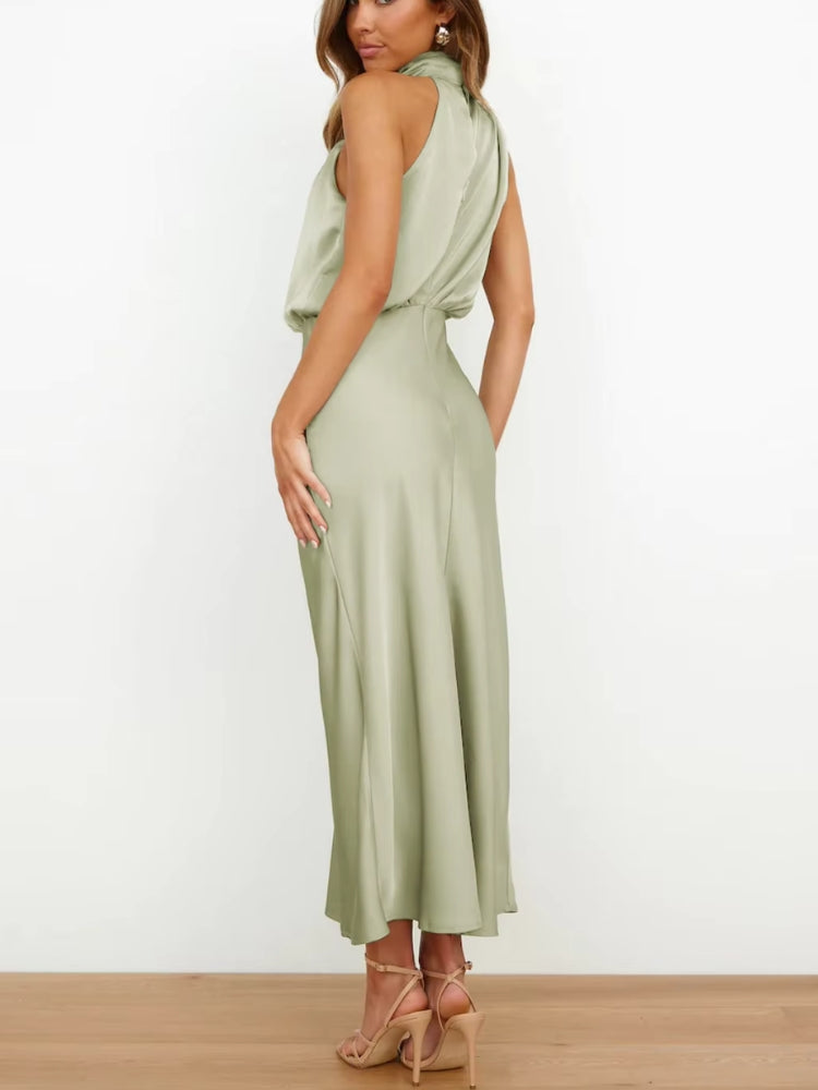 Robe de Soirée Couleur Vert d’Eau de profil