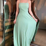 Robe longue plissée vert d'eau