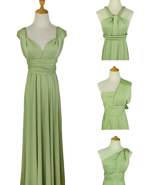 Robe vert d'eau évasée multiposition femme