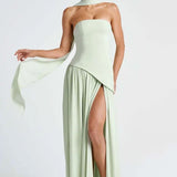 Robe cocktail bustier vert d'eau 