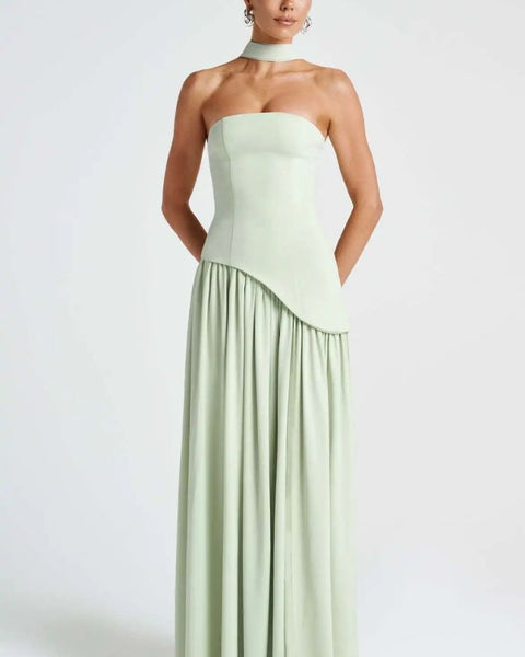 robe cocktail bustier vert d'eau 