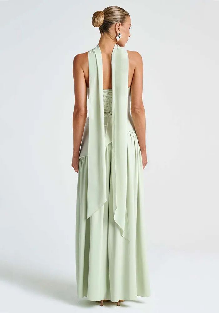 Robe cocktail bustier vert d'eau  femme