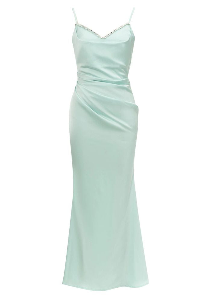 Robe de soirée longue vert d'eau