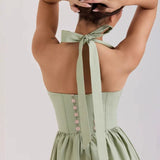 Robe dos nu vert d'eau