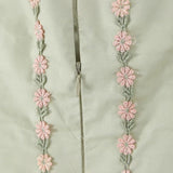 Robe vert d'eau dos nu motifs fleurs