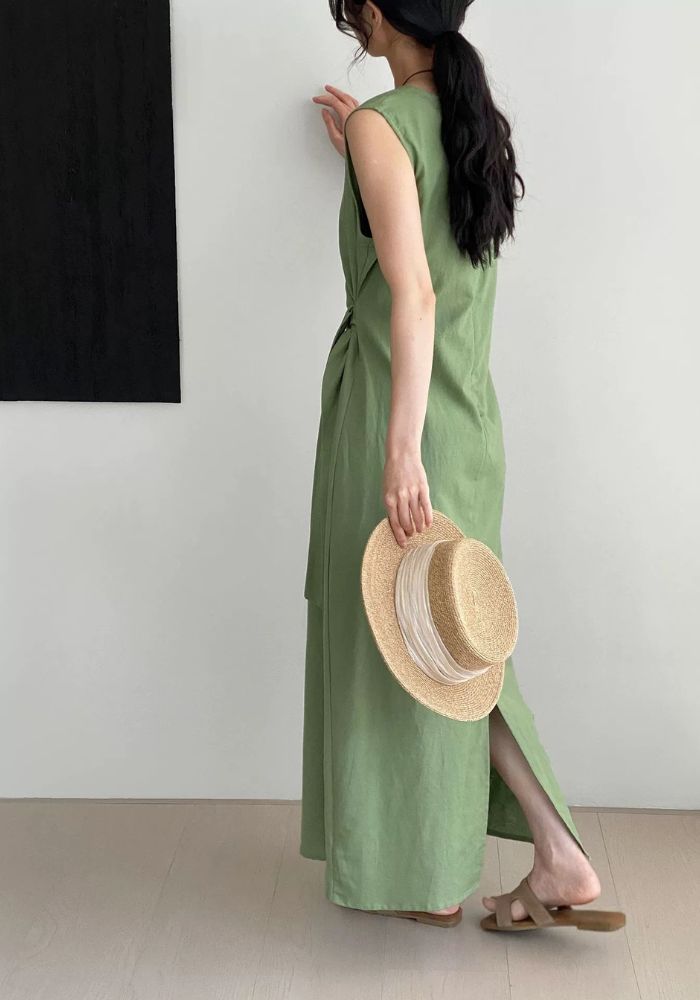 Robe midi vert d'eau foncée