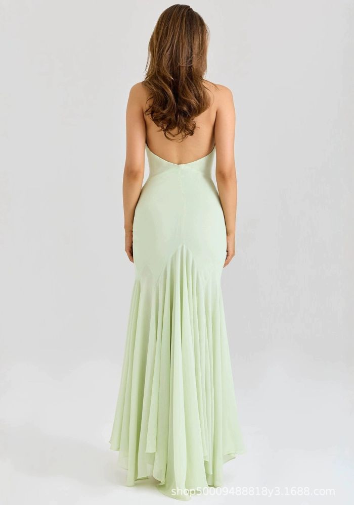 Robe mousseline vert d'eau