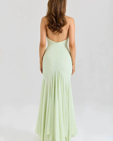 Robe mousseline vert d'eau
