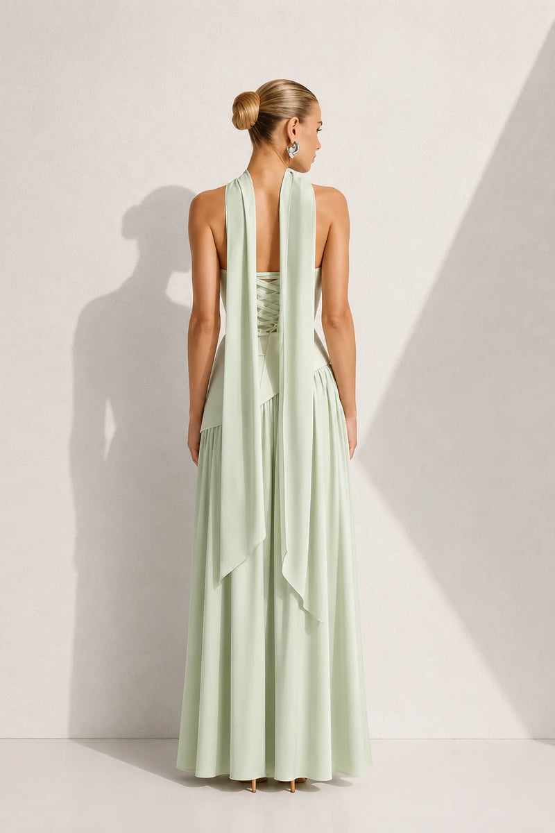 Robe Cocktail Bustier Vert d’Eau