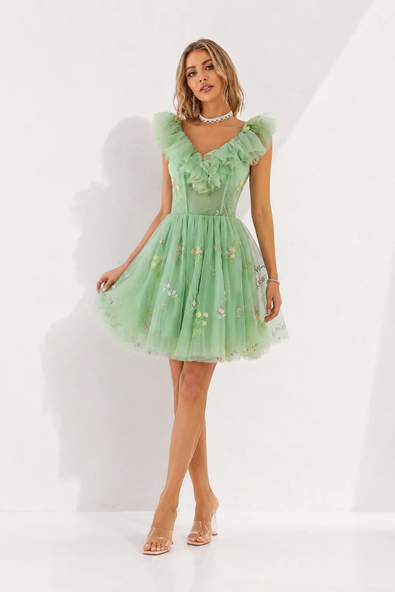 Robe courte bustier vert d’eau