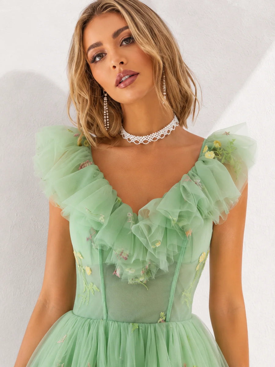 Robe courte bustier vert d’eau