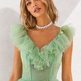 Robe courte bustier vert d’eau