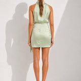 Robe Courte Satiné Vert d’Eau