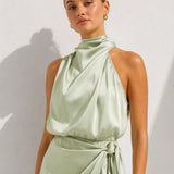 Robe Courte Satiné Vert d’Eau