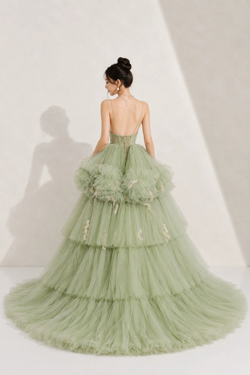 Robe de mariée vert d’eau