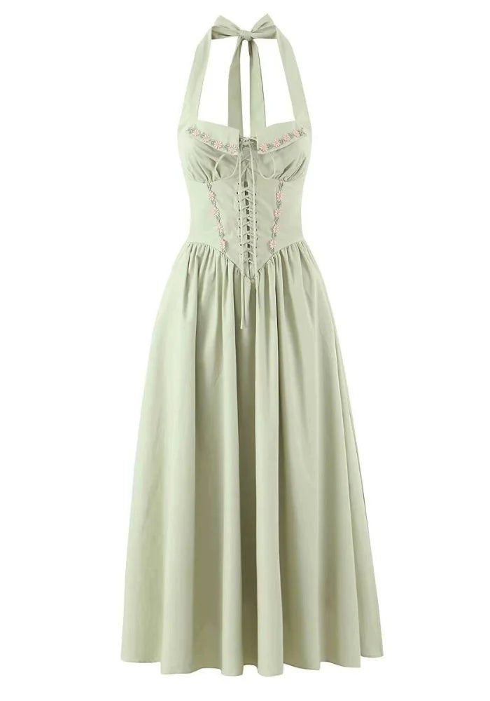 robe vert d'eau dos nu
