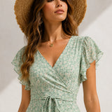 Robe fleurie vert d’eau