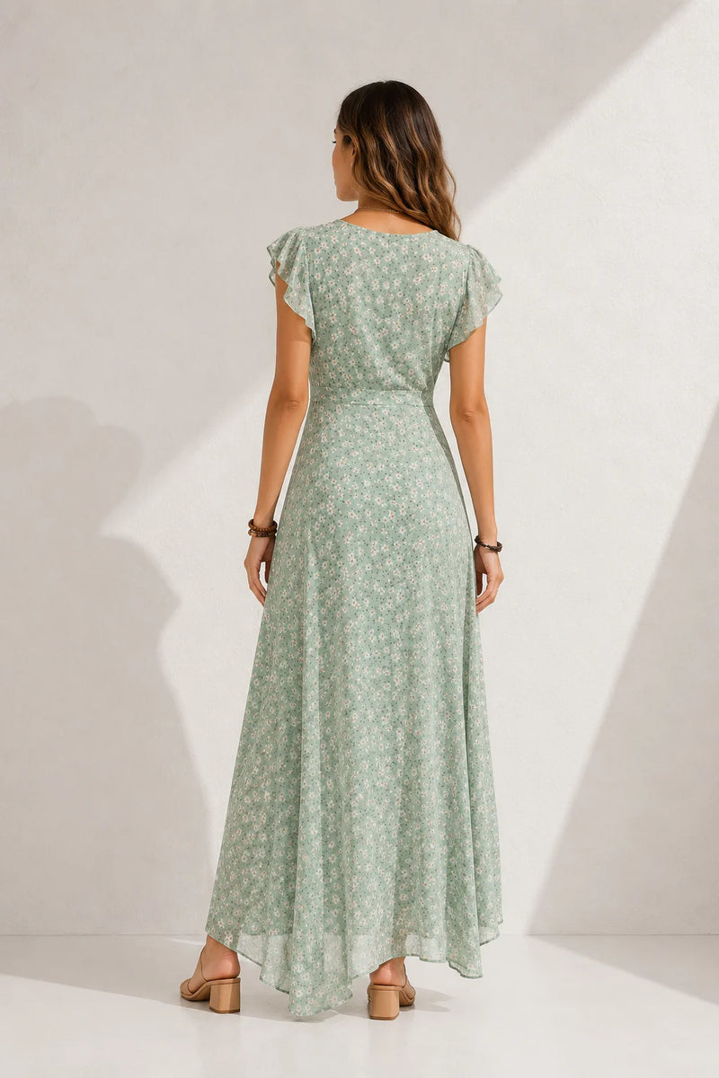 Robe fleurie vert d’eau