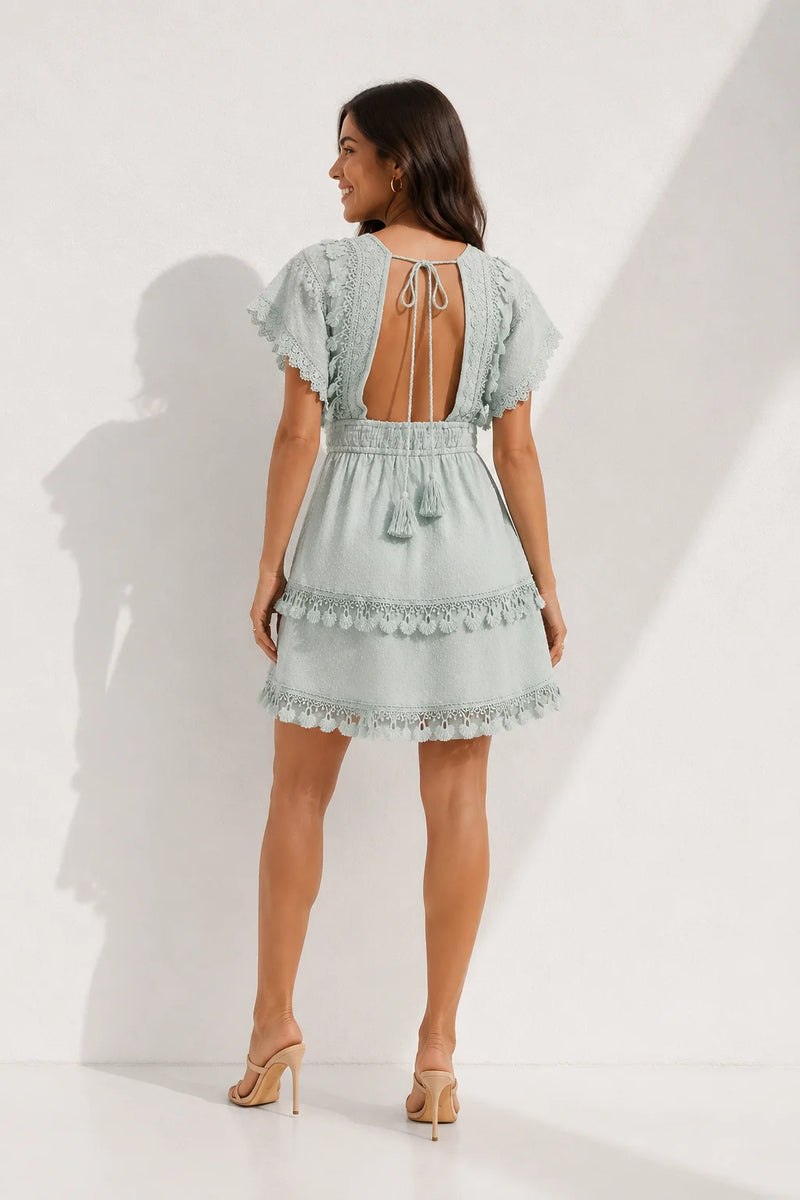 Robe invitée mariage vert d’eau