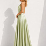 Robe satin vert d’eau