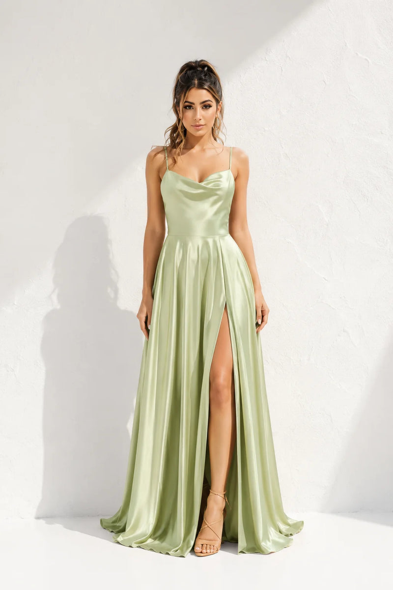 Robe satin vert d’eau