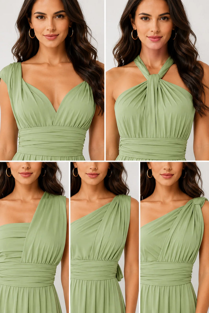 Robe Vert d’Eau Évasée Multipostions