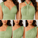 Robe Vert d’Eau Évasée Multipostions