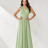 Robe Vert d’Eau Évasée Multipostions