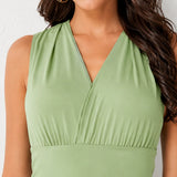 Robe Vert d’Eau Évasée Multipostions