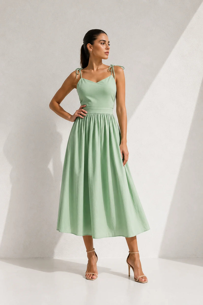 Robes empires vert d’eau sans manche